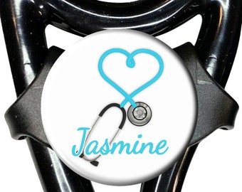 Personalized Heart Stethoscope Badge Reel (6 Colors) Retractable Lanyard ID Holder with Name, Monogram, Occupation - Extends to 34 Inch 053