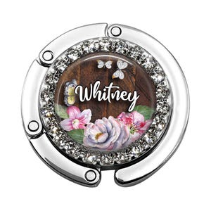 Percha de madera personalizada con diseño floral de acuarela - Gancho plegable portátil - Percha para mesa de boda, para dama de honor, novia, 576