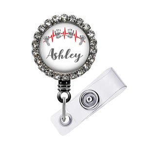 Retractable badge reel with design size choice 1 inch Bling extends to 34 inches