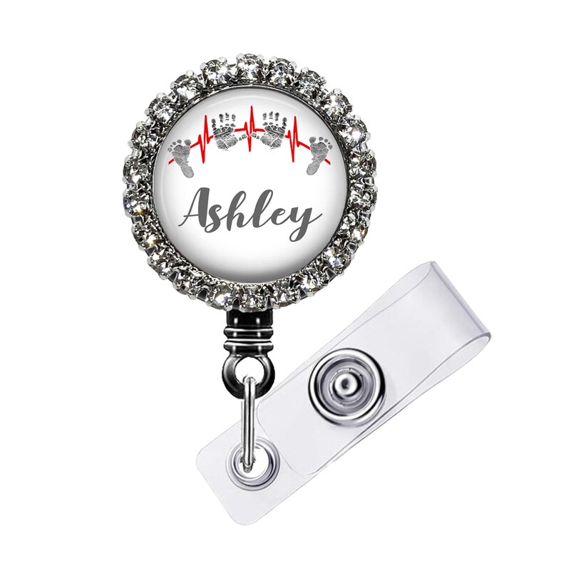Retractable badge reel with design size choice 1 inch Bling extends to 34 inches