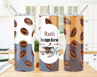 Copo de café personalizado para enfermeira - Copo de aço inoxidável de 20 oz com tampa e canudo