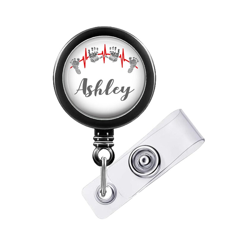 Retractable badge reel with design size choice 1 inch Plain extends to 34 inches