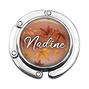Foldable Bag Hanger, Autumn Decor, Unique Present, Personalized Purse Hook, Durable Resin Seal, Secure Hold Accessory for Women