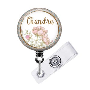 Personalized Floral Badge Reel: Pastel Flowers Retractable ID Holder