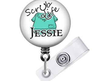 Personalized Scrub Life Badge Reel: Nurse Gift (Color Choices Available)