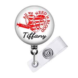 Phlebotomist Badge Reel, Syringe Heart  (Color Choices Available)