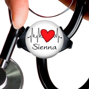 Personalized Stethoscope Name Tag: EKG Heart ID Label