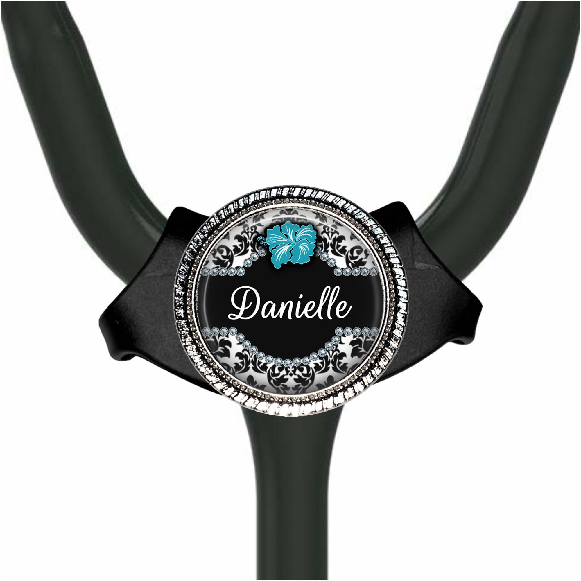 Personalized Flower Damask Stethoscope ID Tag 8 Colors Littmann Compatible  With Custom Name Monogram Occupation 011 