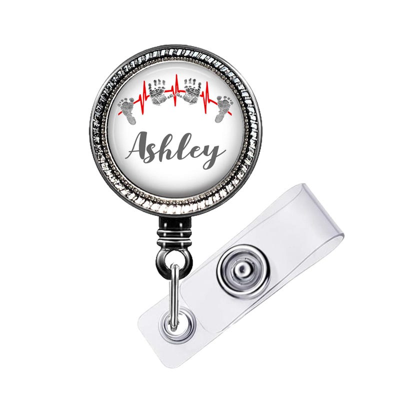 Retractable badge reel with design size choice 1 inch Rope extends to 34 inches