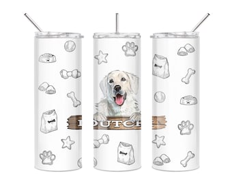 Personalized Great Pyrenees Name 20 oz Tumbler |  Custom Gift Stainless Steel Drink Coffee Cup with Lid and Straw 802