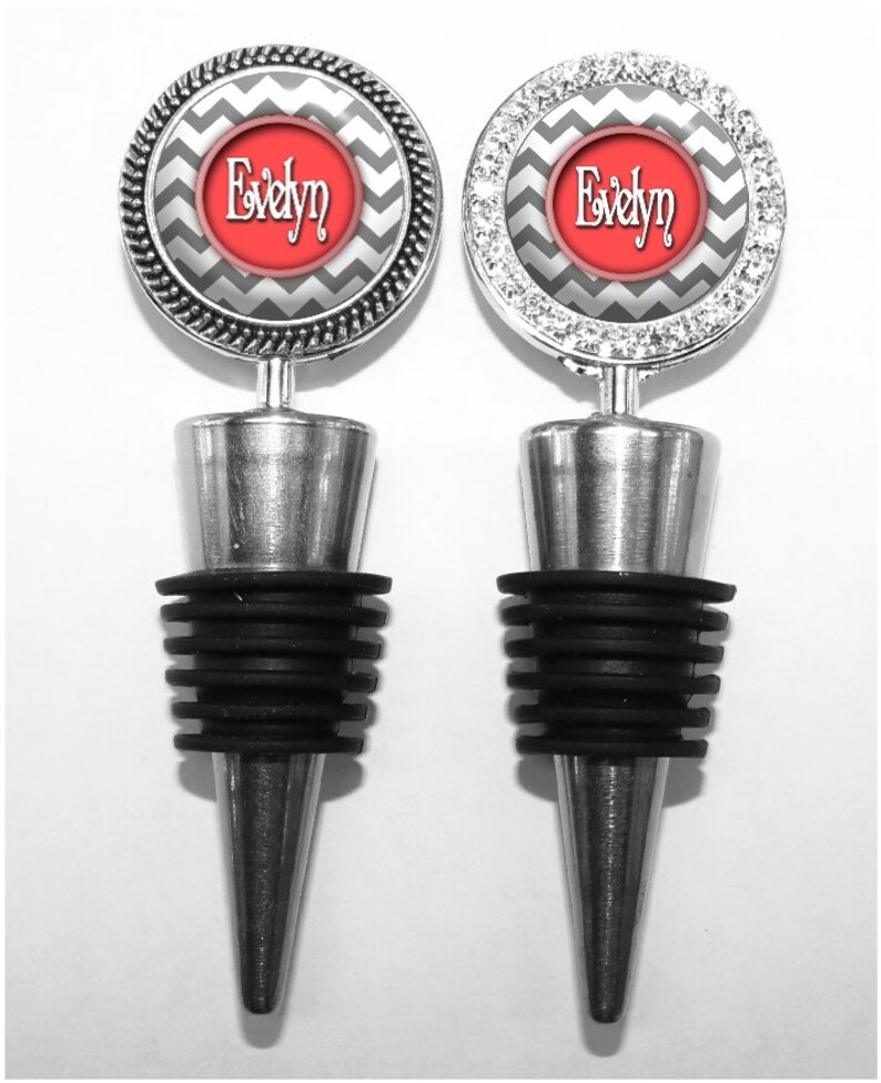 Wine Stopper Personalized Gray Chevron Bottle Stopper in 11 Etsy