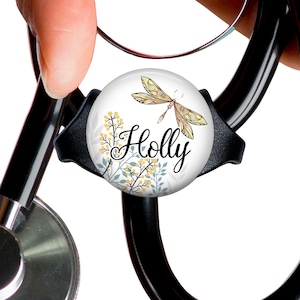 Personalized Dragonfly Stethoscope ID Tag: Medical Nurse Gift