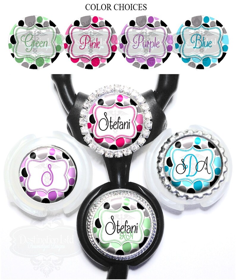 Monogram Personalized Polka Dot Ribbon and Pink Roses on Retractable Lanyard Id Holder with Name Badge Reel Occupation Title