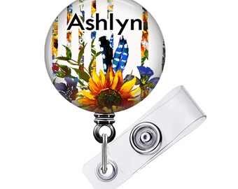 Porta credencial de girasol personalizado: porta credencial retráctil, nombre personalizado