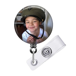 Custom Badge Reel, Photo Holder, Nurse Gift, Personalized ID Accessory with Pet or Child Picture, Durable Clip