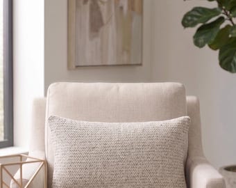 Nubby Cream Lumbar Örngott, Kraftigt Vävt Beige Rektangulärt Kudde, Tyst Lyxig Accent