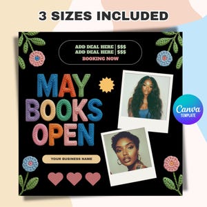 May Booking Flyer, Spring Booking Flyer, May Flyer, May Hair, Spring Books Open, May Book Now, May Lashes Nails Braid Wig Flyer
