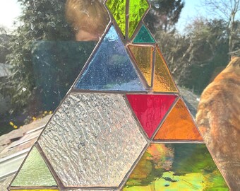 Stained glass pyramid suncatcher - Diamond topped - 'Shard' | 24cm