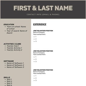 Professional Customizable Resume Template | Minimalist Resume for Students and Entry-Level Job | Printable Resume | Digital Download