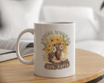 Western Cowgirl mug, Wildflowers Social Work Mug, Social Worker Gift, School Social Worker mug, Lsw Gift, Msw Gift, Lcsw Gift, Lmsw Gift,