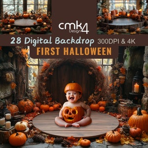 First Halloween Backdrop: Baby & Kids Photography (Digital Bundle)