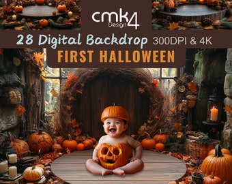 First Halloween Backdrop: Baby & Kids Photography (Digital Bundle)