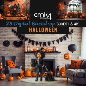 28 Halloween Backdrop Digital, Bundle Halloween Horror Background, Photography Composite, Printable Set