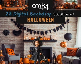 28 Halloween Backdrop Digital, Bundle Halloween Horror Background, Photography Composite, Printable Set
