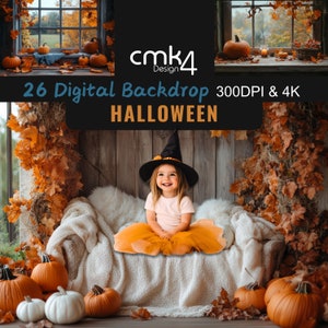 26 Sweet Halloween Backdrops: Kids Photography, Fun Decor (Digital Printable Set)