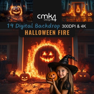 20 Halloween Backdrop Designs for Spooky Decor, Burning Doors & Fiery Halloween Themes