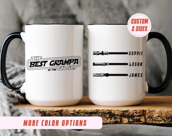 Best Grandpa in the Galaxy Mug, Custom Star Wars Gift, Personalized Grandpa Coffee Cup, Father's Day Gift, Custom Name Mug