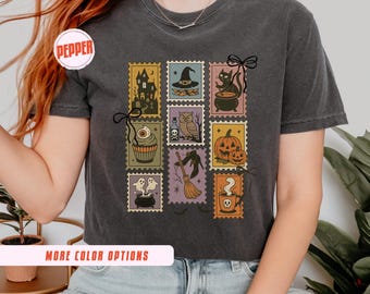 Camiseta vintage con estampado de Halloween: camiseta gráfica retro de brujas