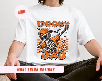 Camiseta de Halloween para papá espeluznante, divertida camiseta de papá esqueleto, camiseta familiar de Halloween a juego, regalo de temporada espeluznante para él, linda idea de disfraz de papá