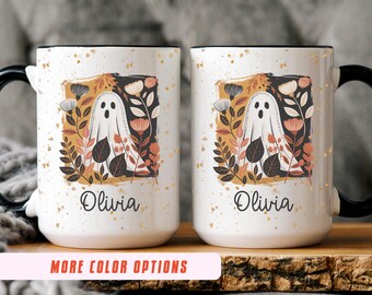 Taza de Halloween personalizada: Taza de café fantasmal, decoración cottagecore
