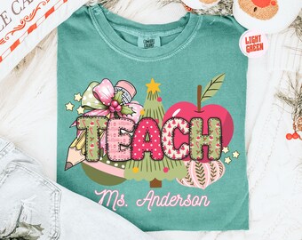 Comfort Colors Teacher Christmas Shirt: Personalized Holiday Tee
