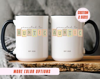 Promoted To Auntie Mug: Pregnancy Announcement Gift, Personalized Coffee Cup