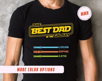 Camiseta personalizada de Star Wars para papá, regalo del Día del Padre, nombres de sables de luz