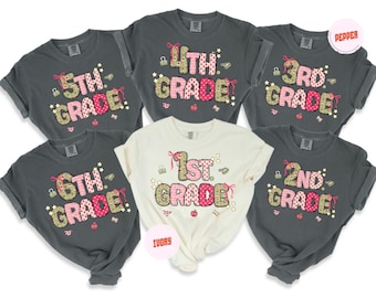 Camiseta navideña para maestros con colores cómodos, camiseta personalizada de invierno para maestros, camiseta personalizada para equipos de grado, camiseta navideña con cuello redondo para preescolar, regalo escolar