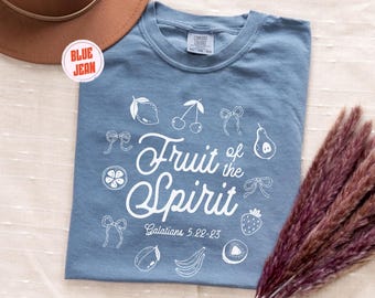 Camiseta cristiana "Fruto del Espíritu": Versículo bíblico con garabatos, ropa de fe