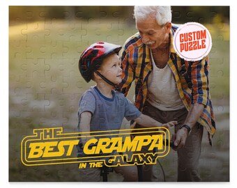 Custom Grampa Photo Puzzle, Galaxy Theme, Father's Day Gift