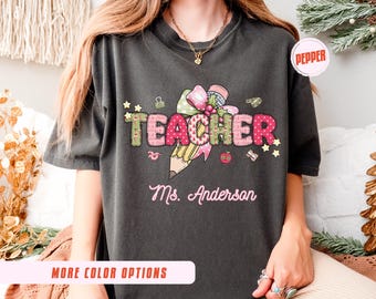 Camiseta personalizada para profesores con colores cómodos: camiseta personalizada del equipo escolar