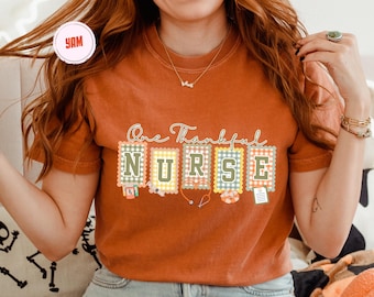 Thankful Nurse Shirt: Thanksgiving Floral Medical Tee