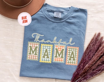 Comfort Colors Fall Mama Shirt: Thanksgiving Mom Tee with Floral Retro Design