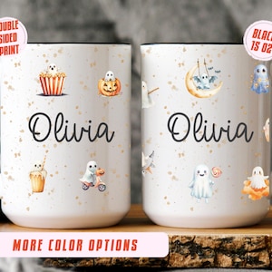 Halloween Custom Mug Gifted Personally Gift for Halloween Ghost Design Coffee Mug Personalized Naming Mug Fall Spooky Halloween Dishes