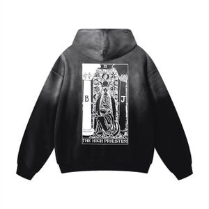 Moletom Tarot da Alta Sacerdotisa Preto com capuz grande