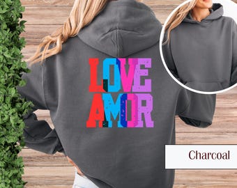 Love and Amor Unisex Hoodie Sweatshirt, Valentinstag Outfit, Paare Matching Outfit