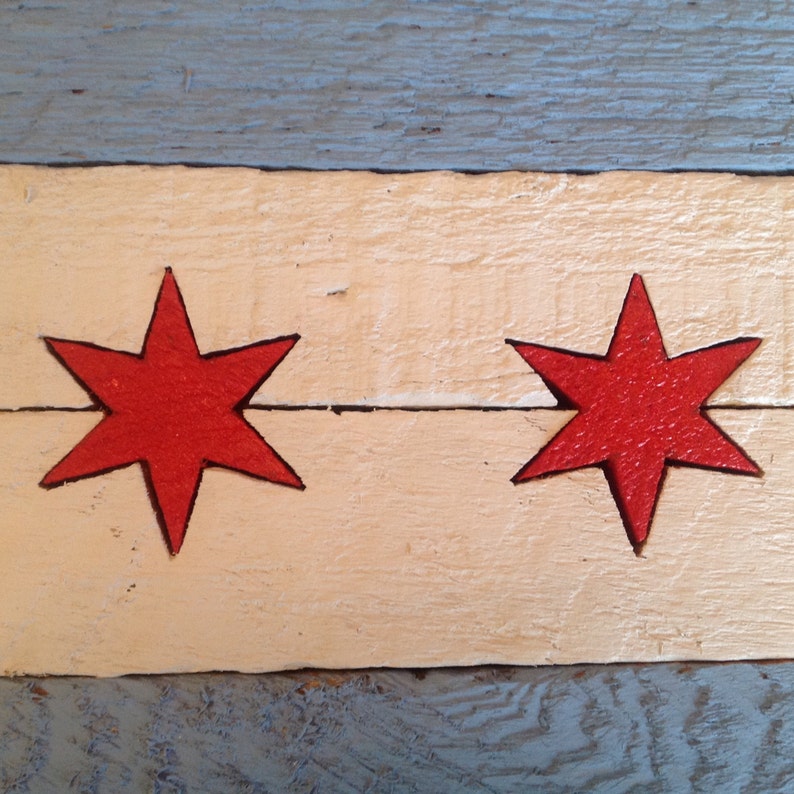 Painted Wood Lath Chicago Flag image 2