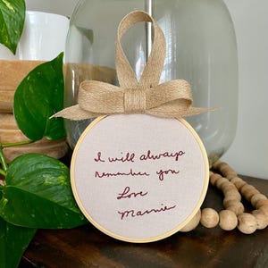 Ornement d&#39;écriture de proches brodé à la main, Souvenir d&#39;écriture sentimentale, Ornement d&#39;écriture de proches préservé