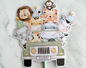 Safari Cake Topper- Safari Cake Topper Safari Birthday Party Elephant Lion Tiger Monkey Animal Party Zoo Party