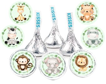 140 Safari Stickers For Hershey Kisses Party Favors Safari Candy Stickers